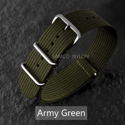 Comfortable Ribbed Nylon Watch Strap - Military - Inspired Washable Band for Men (Army Green)
