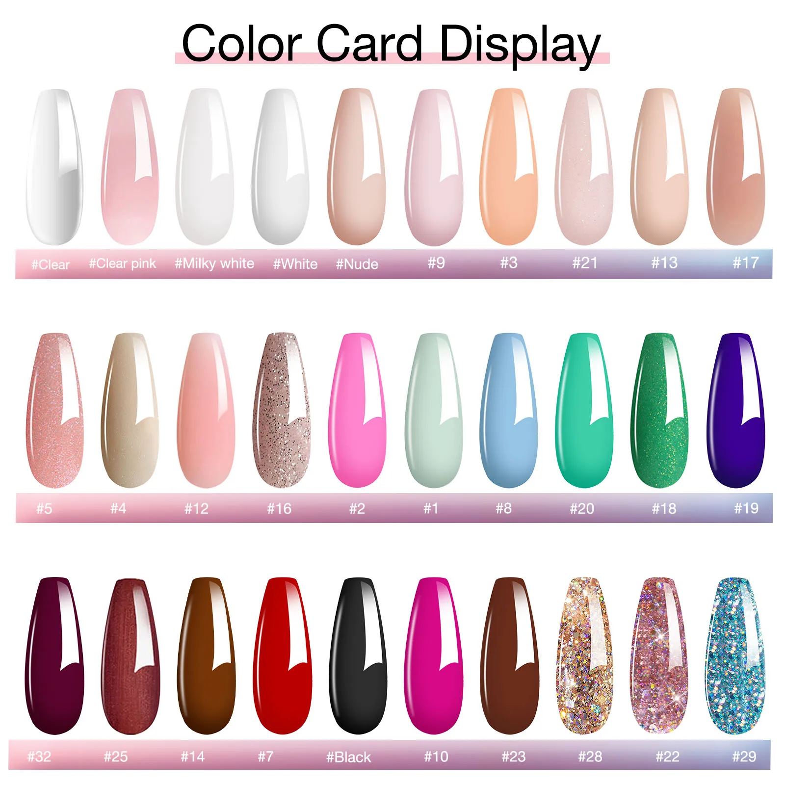 28g/box Professional Acrylic Powder Pink Nude Glitte Color Acrylic Powder for Acrylic Nail Extension 6