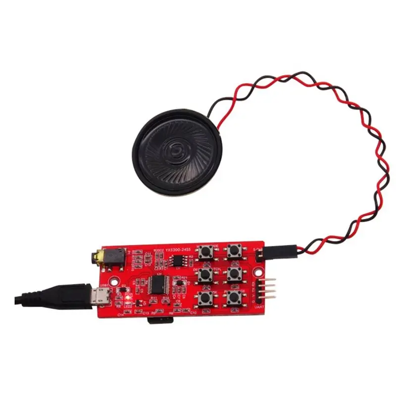 XB-YX5200-24SS TF 카드 슬롯이 있는 MP3 음성 모듈 +스피커+Arduino 및 Raspberry Pi 프로젝트용 마이크로 USB UART 포트 DIY 키트