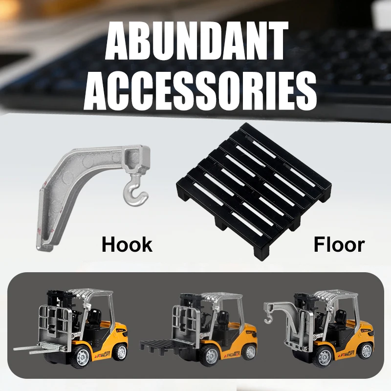Children's Mini Forklift Toy with Sound & Light - Adjustable Metal Shell Desktop Vehicle