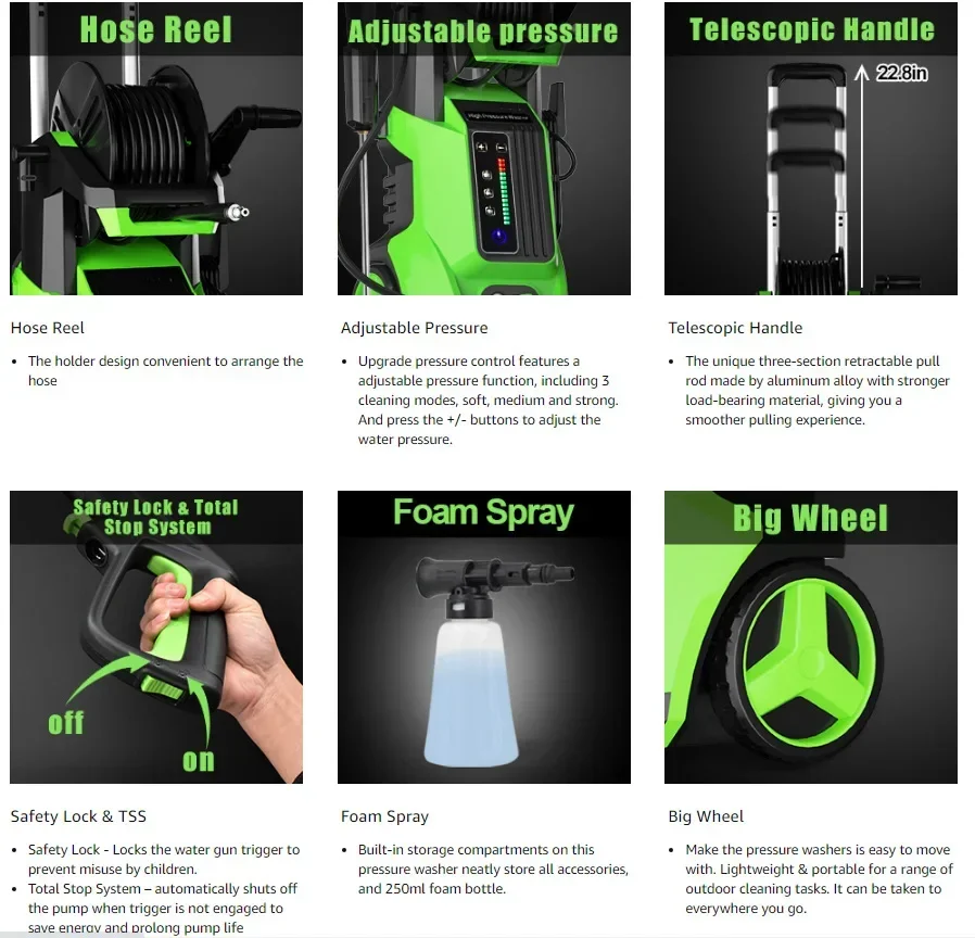2024 Good Quality Portable Electric High Pressure Car Washer Car Washer Machine High Pressure 5