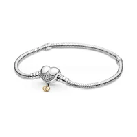 Bracelet en forme de cœur en argent sterling S925, bracelet classique à perles rondes, bracelet en os de serpent, charme DIY, bijoux pour femmes, cadeaux 3