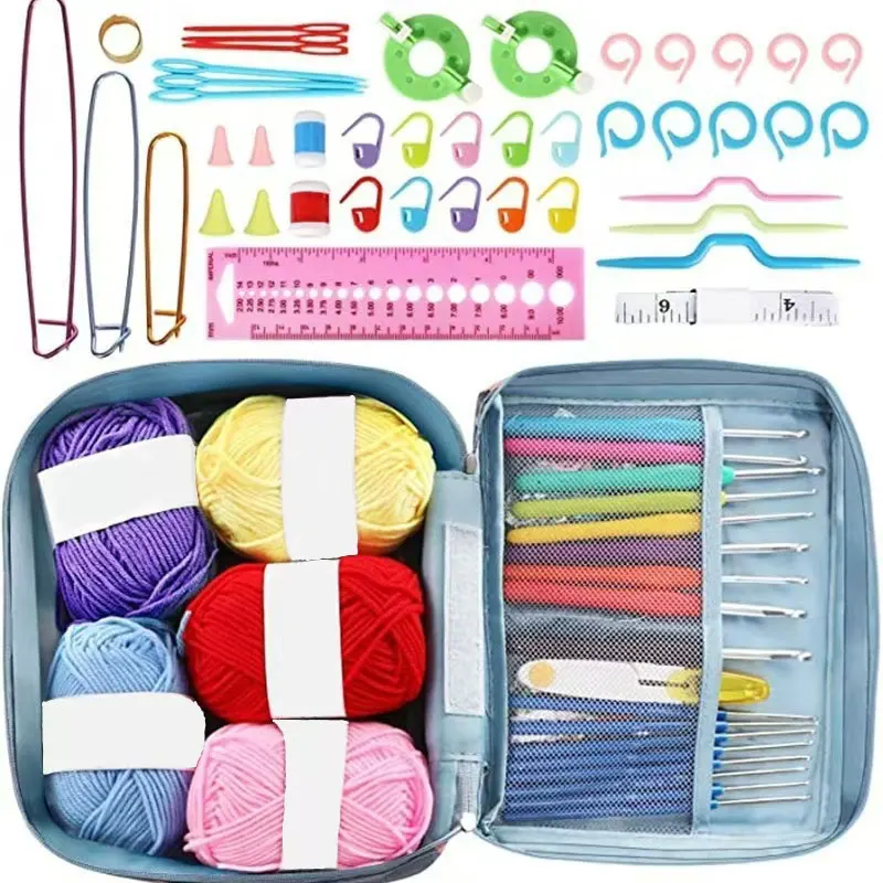 67 pièces Kits de Crochet pour débutants, Kit de démarrage avec crochets, fil, accessoires de Crochet, Kit de Crochet pour adultes 1