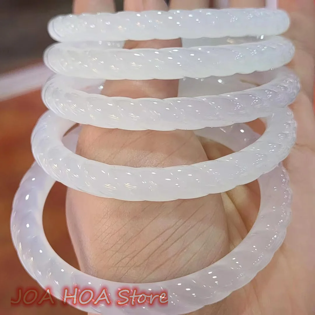 

Rare High Ice Tianhe Light Blue Jade Bracelet Natural Material BANGLE Agate Chalcedony Atmosphere Handring Delicate Jewelry