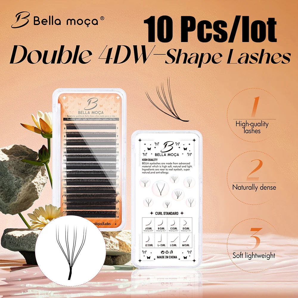 Bella moça duplo 4d w cílios 10 pçs curl d Mix8-14mm 6d 8d cílios postiços duplos 3dw/4dw cílios frete grátis do brasil