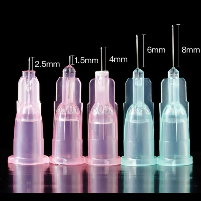 100pcs/box Tattoo Needle 34g needles 1.5mm 2.5mm 4mm For Beauty injection syringe filler Safety  Needle Hand Tool Parts 6
