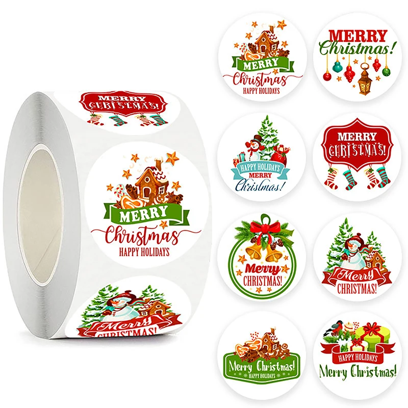 

500Pcs Merry Christmas Stickers Christmas Theme Seal Labels Stickers For DIY Gift Baking Package Envelope Stationery Decor