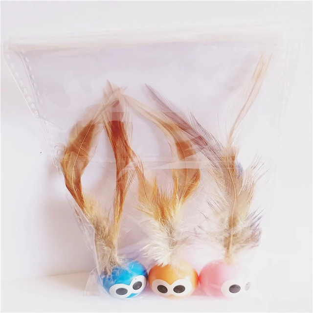 3/5 Pack Cat Toy Balls with Feather Tails - Stimulate Instinctive Play, Enhance Pet - Owner Bond 5