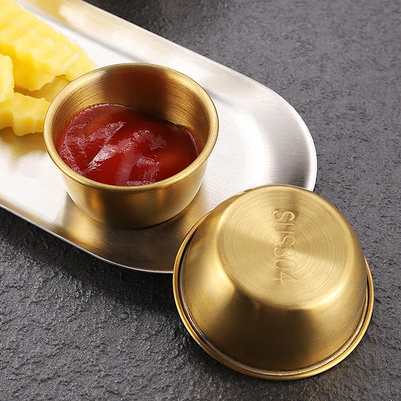 Korean Stainless Steel Small Sauce Cup Seasoning Spice Dishes Ketchup Hot Pot Dipping Bowl Saucer Tableware Kitchen Supplies