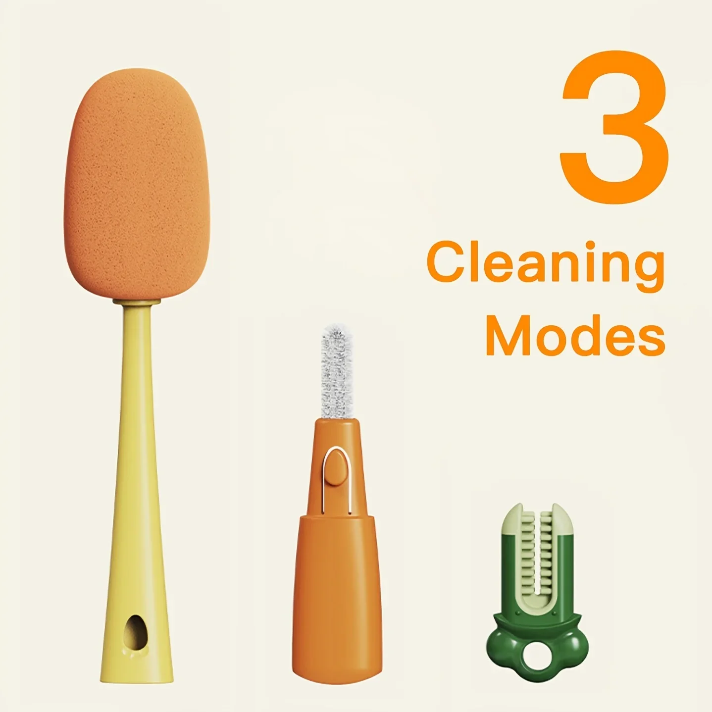 Cleaning Brush 1Pc Long-handled Sponge Cup Brush Bottle Brush Milk Bottle Cup Scrubber Glass Cleaner Three in One Cleaning Tools