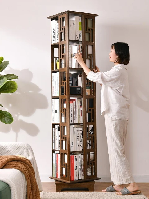 Libreria girevole in stile cinese libreria a 360 gradi soggiorno da  pavimento a soffitto scaffale in