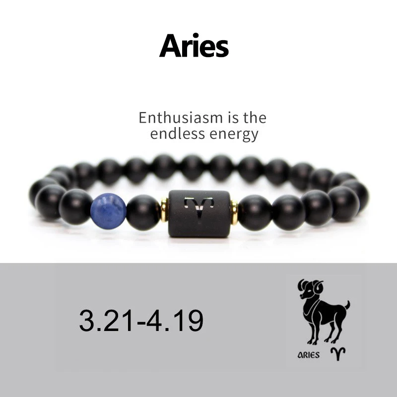 12 Segni Zodiacali Da 8 Mm In Pietra Opaca Perline Elastiche - Foto 4