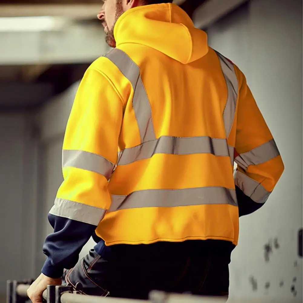 Zippered Hoodie Construction Worker Coat for Night Shift Workers 360 Degree for Running
