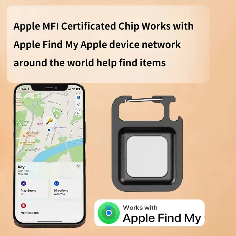 AIYATO Multifunction Locator Bluetooth Tracker Rechargeable floodlight Keys Finder USB flash drive Work With Apple Find My App 3