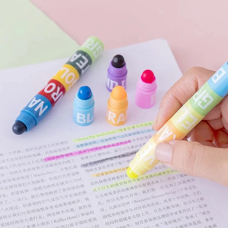 Gel Highlighter Markers 6/12pcs/set Colors Rainbow Mini Splicing Pastel Office School Stationery Painting Mark Art Supplies