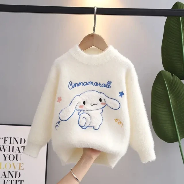 Cute Sanrio Sweater Cinnamoroll Accessories Kawaii Beauty Cartoon Anime Autumn and Winter Knit Sweater Bottoms Toy for Girl Gift
