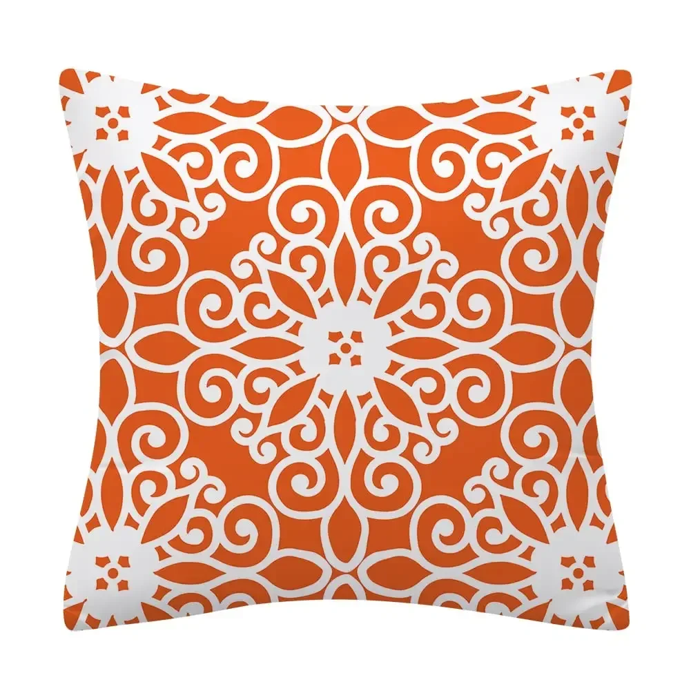 Nordic orange and white classic pattern linen pillowcase sofa cushion cover home decoration can be customized for you 40x40 4
