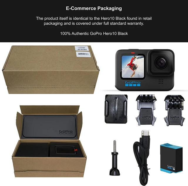  GoPro HERO10 Black- E-Commerce Packaging - Waterproof Action  Camera with Front LCD & Touch Rear Screens, 5.3K60 Ultra HD Video :  Electronics