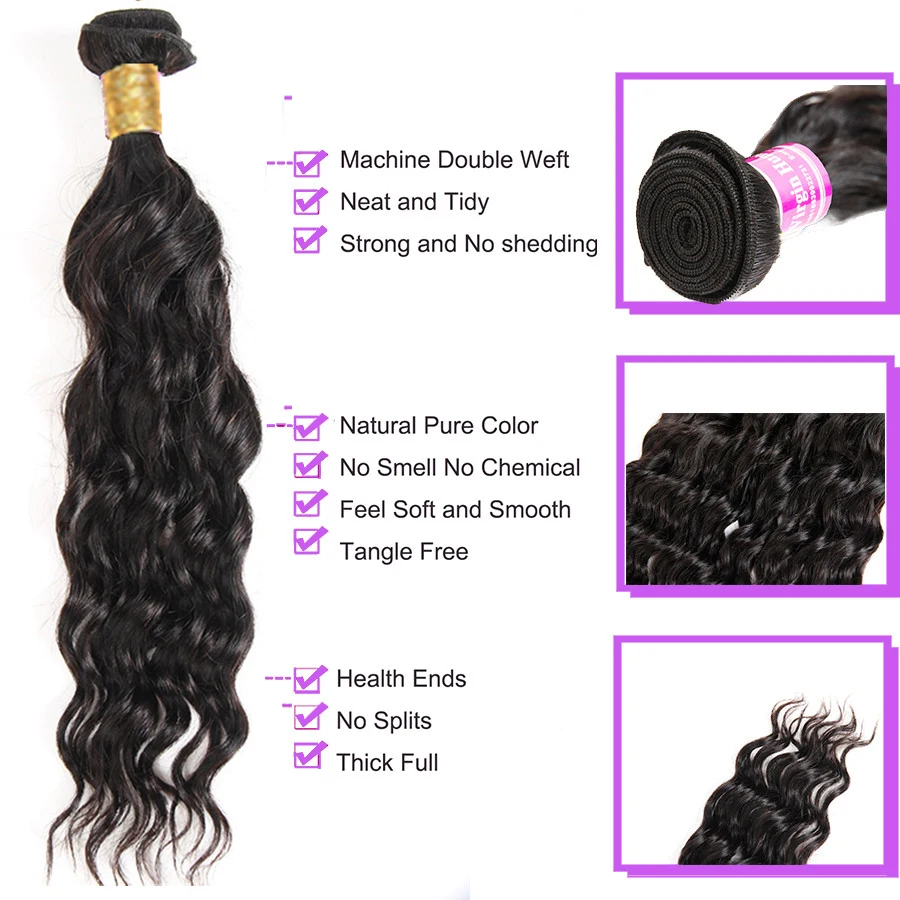 Indian Natural Wave Hair 1/3/4 Bundles Deal 100% Virgin Raw Human Hair Weave Extension Double Wefts Can Be Colored Dyed 8-40Inch 4