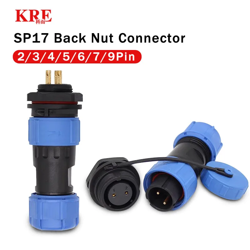 

KRE SP17 IP68 Waterproof Connector Male Plug Female Socket Panel Mount 2/3/4/5/7/9/10 Pin Wire Cable Connector Aviation Plug