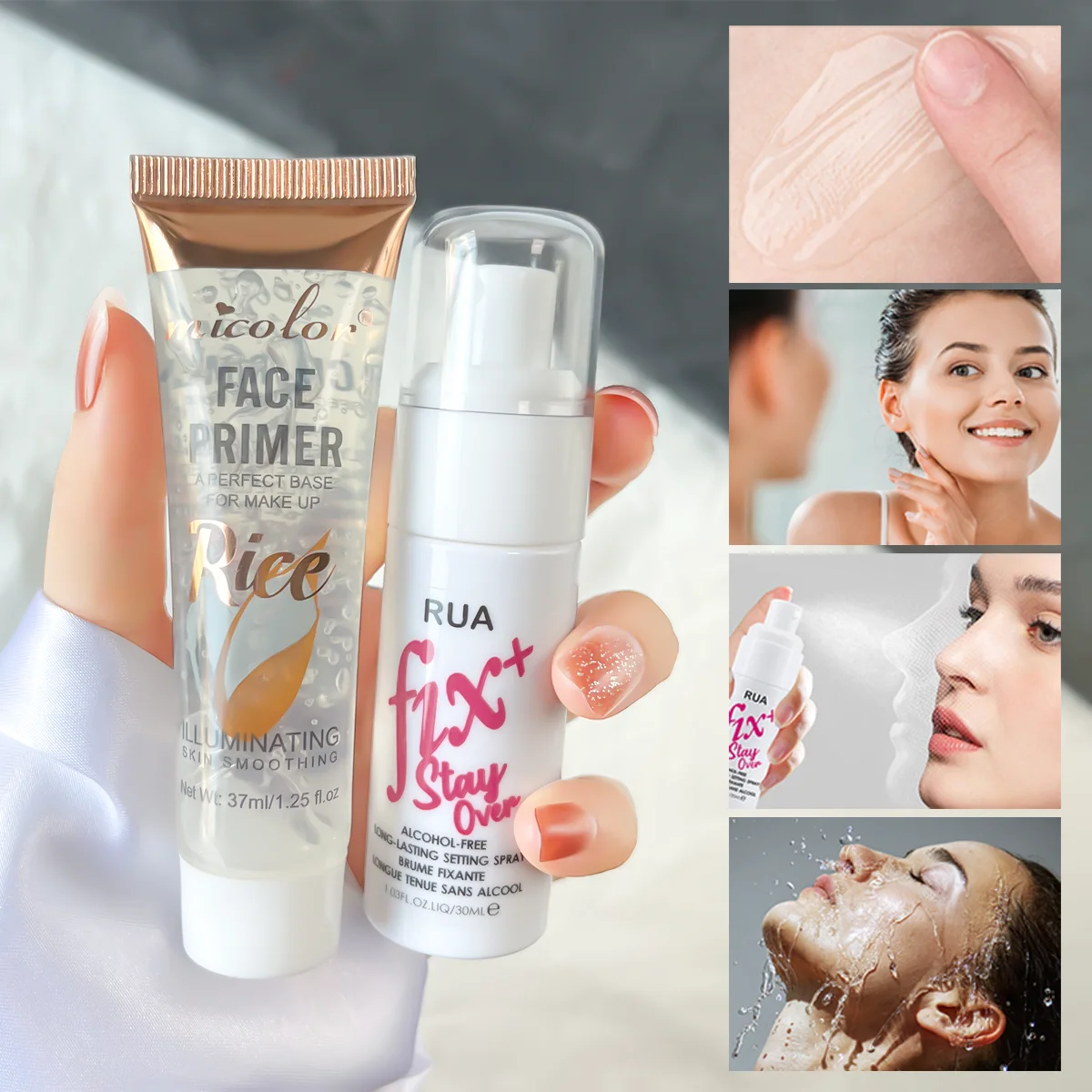 Rice Primer Primer Spray two-piece oil control fast film forming moisturizing waterproof non-makeup combination