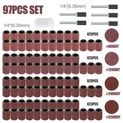 Versatile Sanding Drum Set with Mandrels and Bands - Assorted Grits (97pcs Set BOX)
