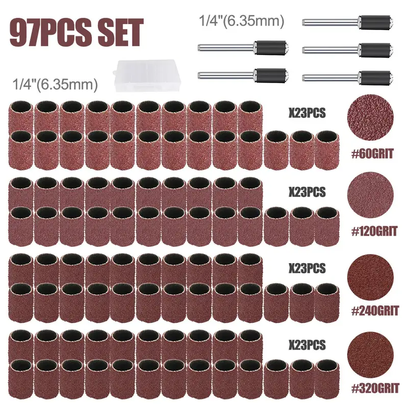 CMCP Sanding Drum Set Grit #80 #100 #120 Dremel With Sanding Mandrels Sanding Bands For Dremel Rotary Tools Abrasive Tools - Image 22