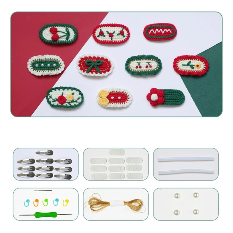 

Knitted Hair Barrettes DIY Crochet Hair Pins Kit-Handmade Hair Barrettes for Kid Dropship