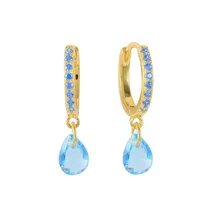  Fashion Multicolor Zircon Water Drop Small Hoop Earrings for Women Stainless Steel Pendant Piercing Earrings New Arrival 2022 