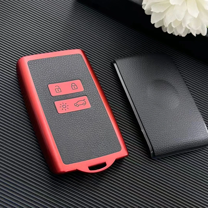 Premium TPU Leather Car Key Cover Case Fob