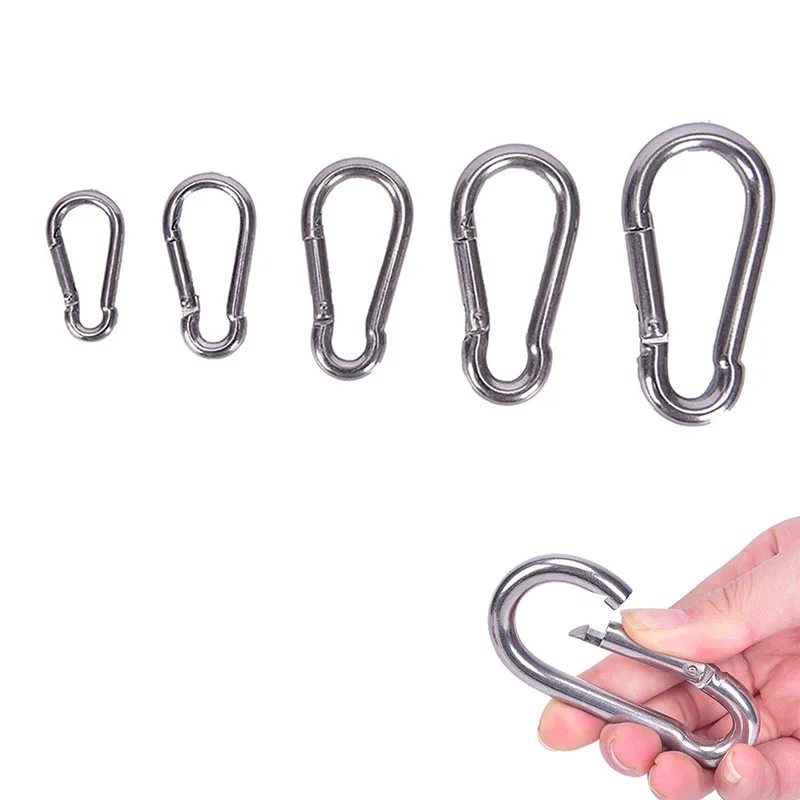 

304 Stainless Steel Spring Carabiner Snap Hook Keychain Quick Link Lock Buckle Mountaineering Buckle Safety Buckle