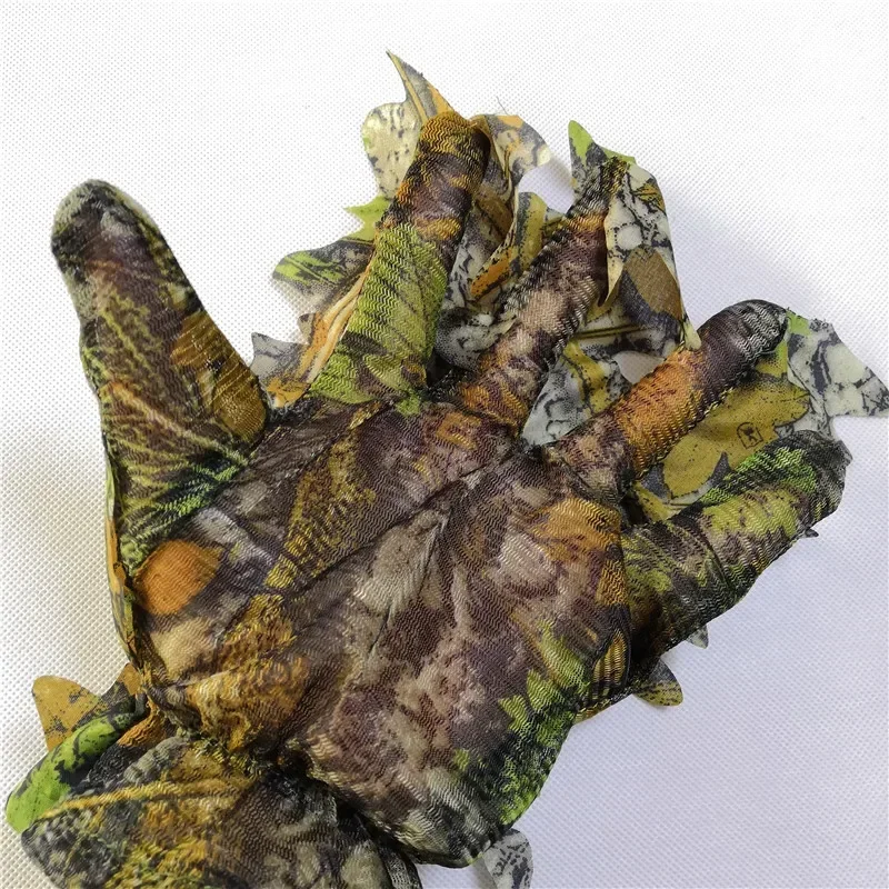 Laser cutting Maple leaves Bionic Camouflage Shooting Hunting thin Gloves 1 pair Lightweight and breathable gloves