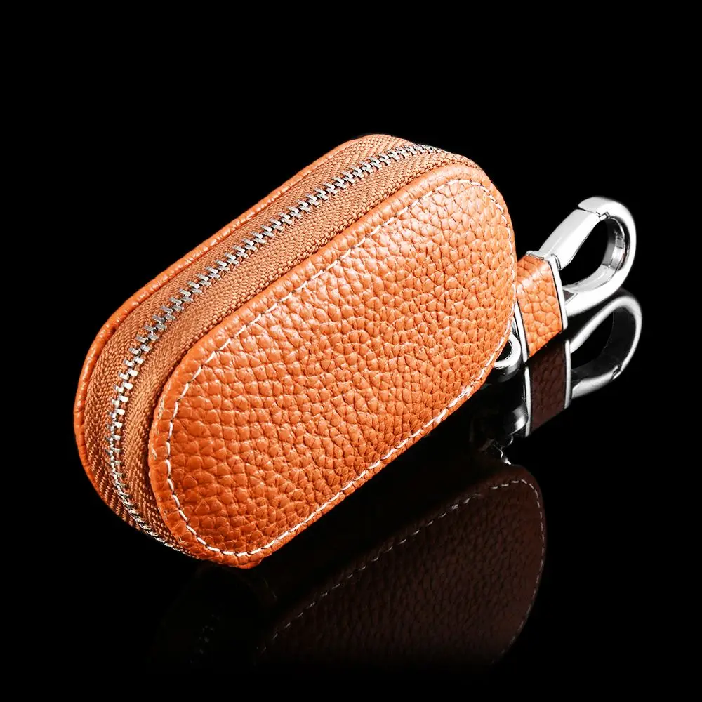 4 Colors Genuine Leather Car Remote Key Wallets Key Bag Keys Zipper Case