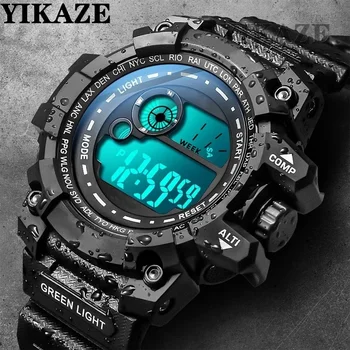 YIKAZE Men's LED Digital Watches 50mm Big Size Waterproof Men Sport Watch Date Army Military Clock Electronic Wristwatch for man 1