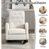 home. Rocking Chair Mid-Century Modern Nursery Rocking Armchair Upholstered Tall Back Accent Glider Rocker for Living Room 4