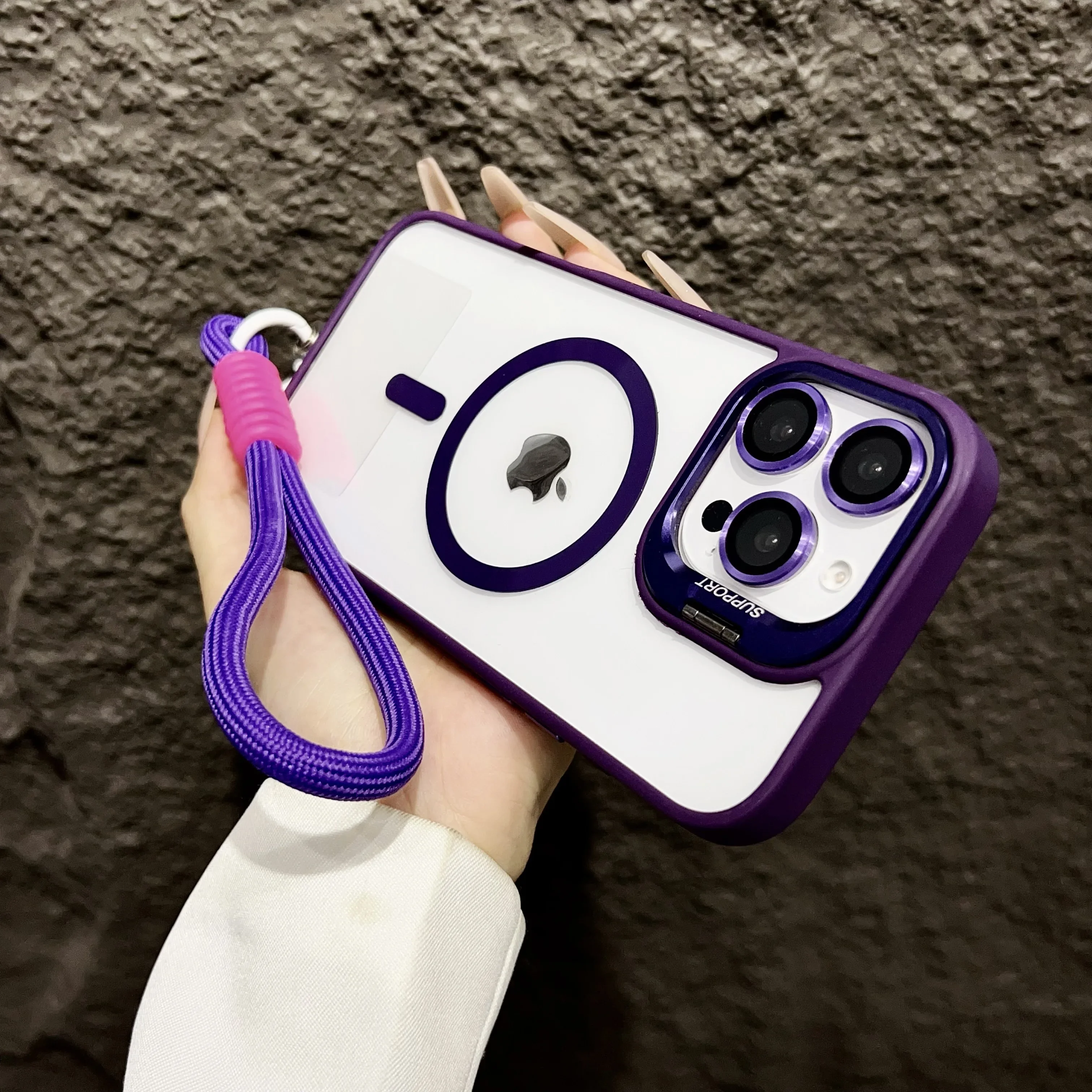 Premium Magnetic Case with Stand & Lanyard - Glass Lens Protector & Magsafe Compatible Cover