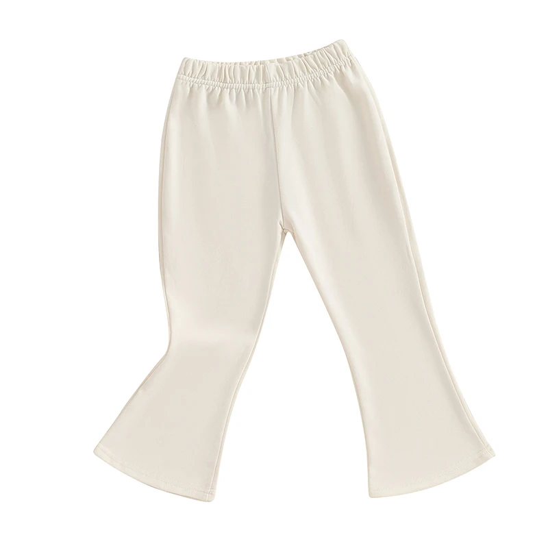 Kids Girls Flare Pants Trendy Elastic Waist Solid Bell Bottom Pants Fall Trousers for Casual Daily