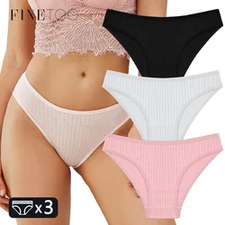FINETOO Women's Soft Cotton Striped Panties - 3PCS Set Comfortable & Stretchy Briefs - M (Set 1 Hot Sale)