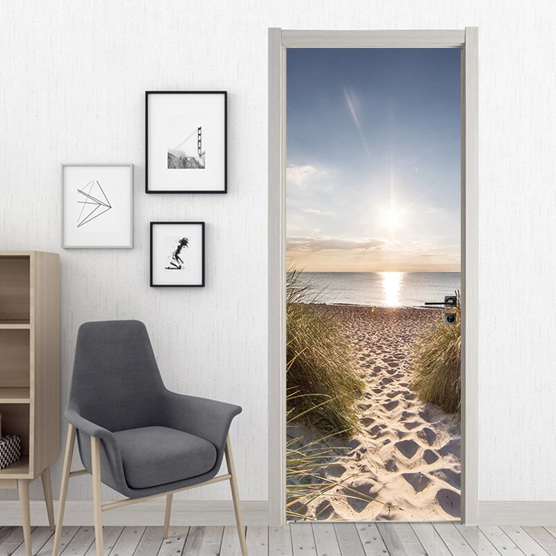 Door Wallpaper Stickers Customizable Door Stickers Removable Vinyl Star View Home Apartment Decoration Decorative Painting Mural Buddha Wallpaper