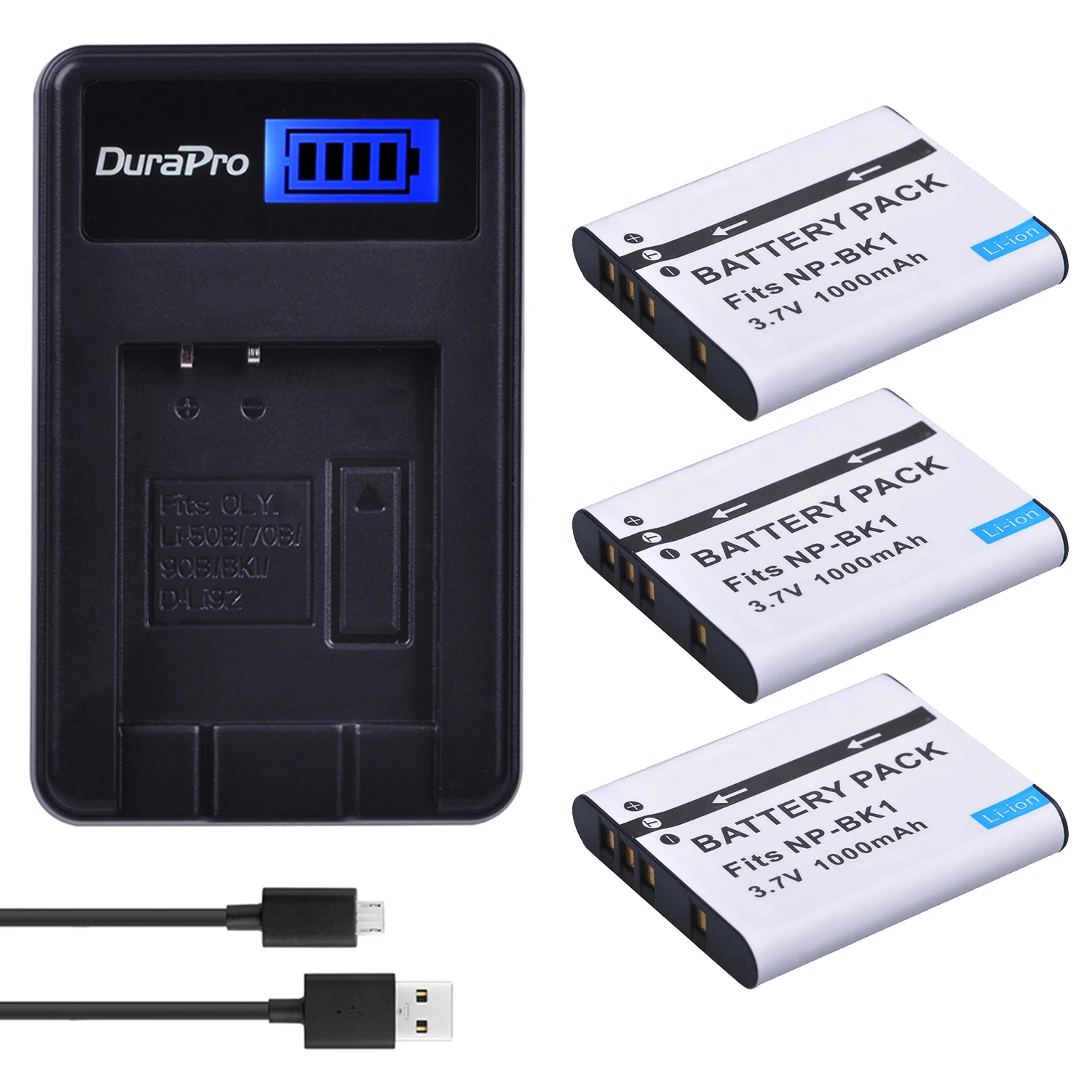 Rechargeable Battery DuraPro NP-BK1 NP BK1 Bateria 1000mAh Battery + LCD USB Charger For Sony S750 S780 S950 S980 W190 W370 W180 DSC-S950 MHS-PM1