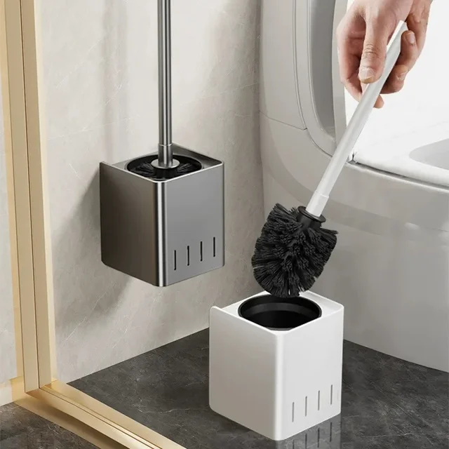 Spazzola per WC in acciaio inossidabile Spazzola per pulizia per WC Appeso a parete Pavimento Strumenti per la pulizia della casa Set di accessori per il bagno 2