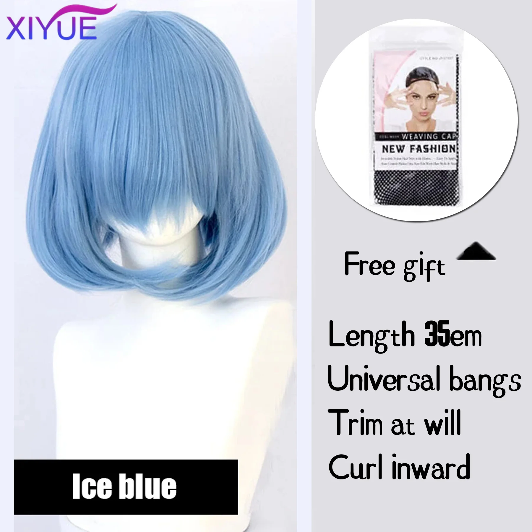 XIYUE Synthetic short bob straight hair with trimmable bangs Lolita Ombre pink red blue purple cosplay wig for women short wigs