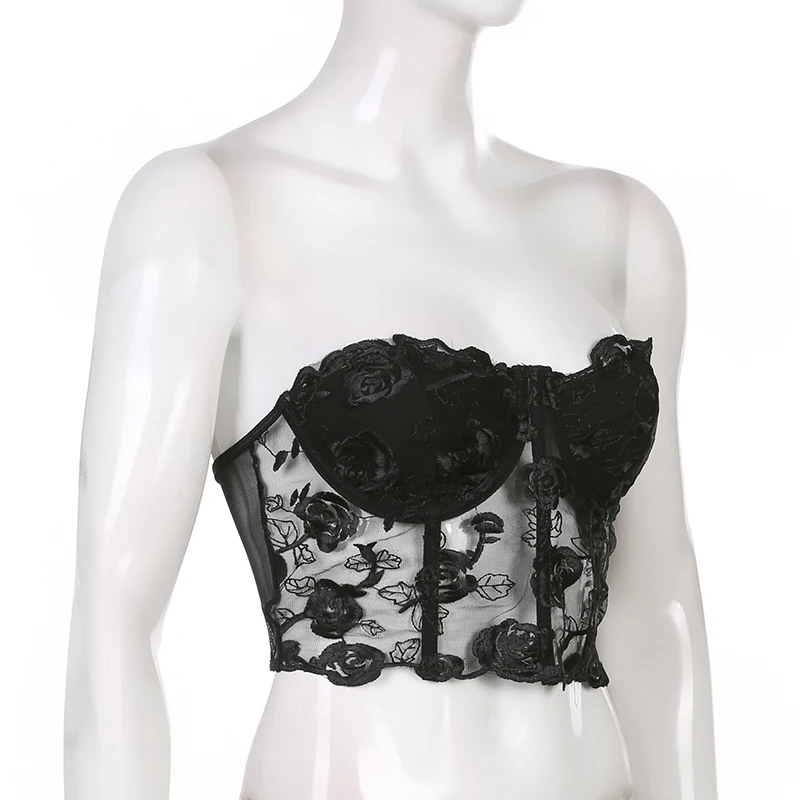 womens floral lace tube top