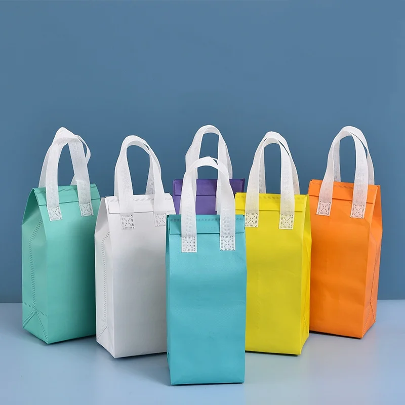StoBag 10pcs Non-woven Lunch Bags Tote Insulation Portable Fabric Keep Food Warm Cold for Cake Drinks Packaging Delivery Pouch 2