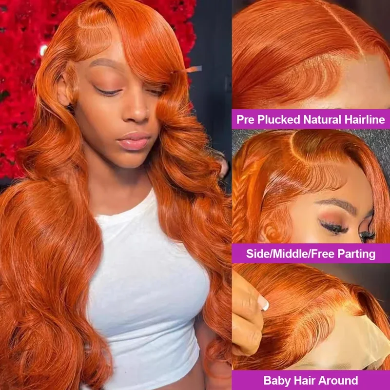 250 Density 28 Inch Body Wave 100% Human Hair - Ginger Color Silky Soft No Tangle No Shedding Premium Extensions