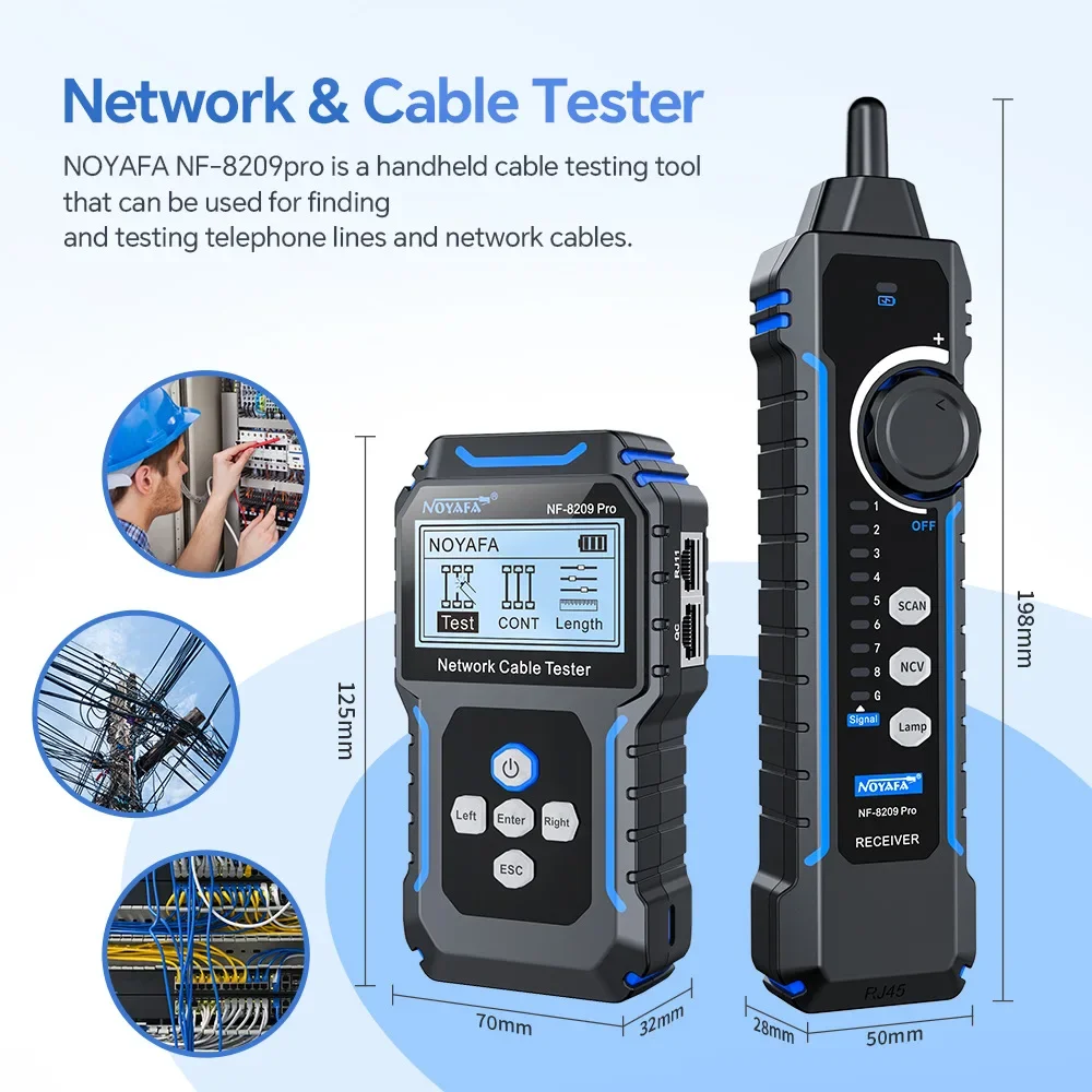 NOYAFA NF-8209Pro Network cable locator length measurement PoE tester break short circuit cross detector rj45 Connector tester