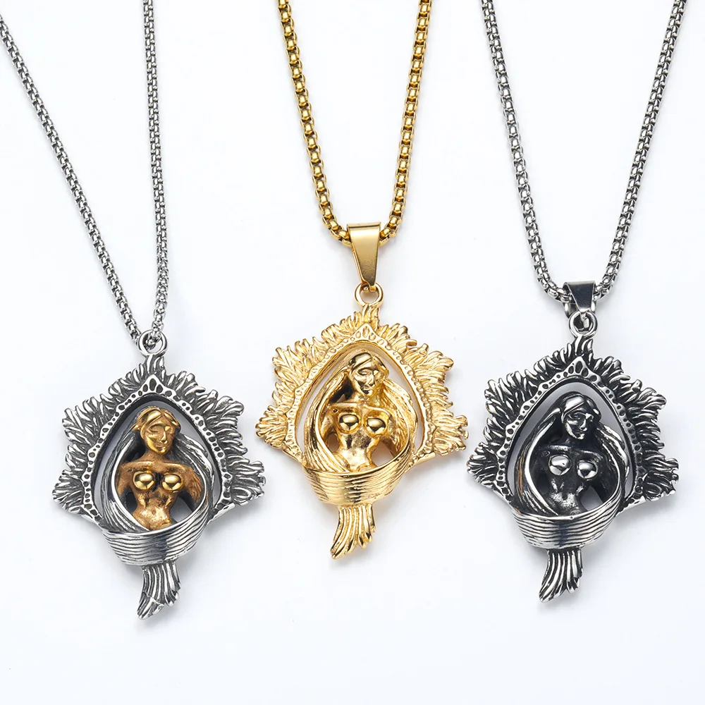 

Beauty Necklace 316L Stainless Steel Men Women Pendant Chain Punk Rock Fashion Jewelry Creativity Gift for Friend Male Wholesale