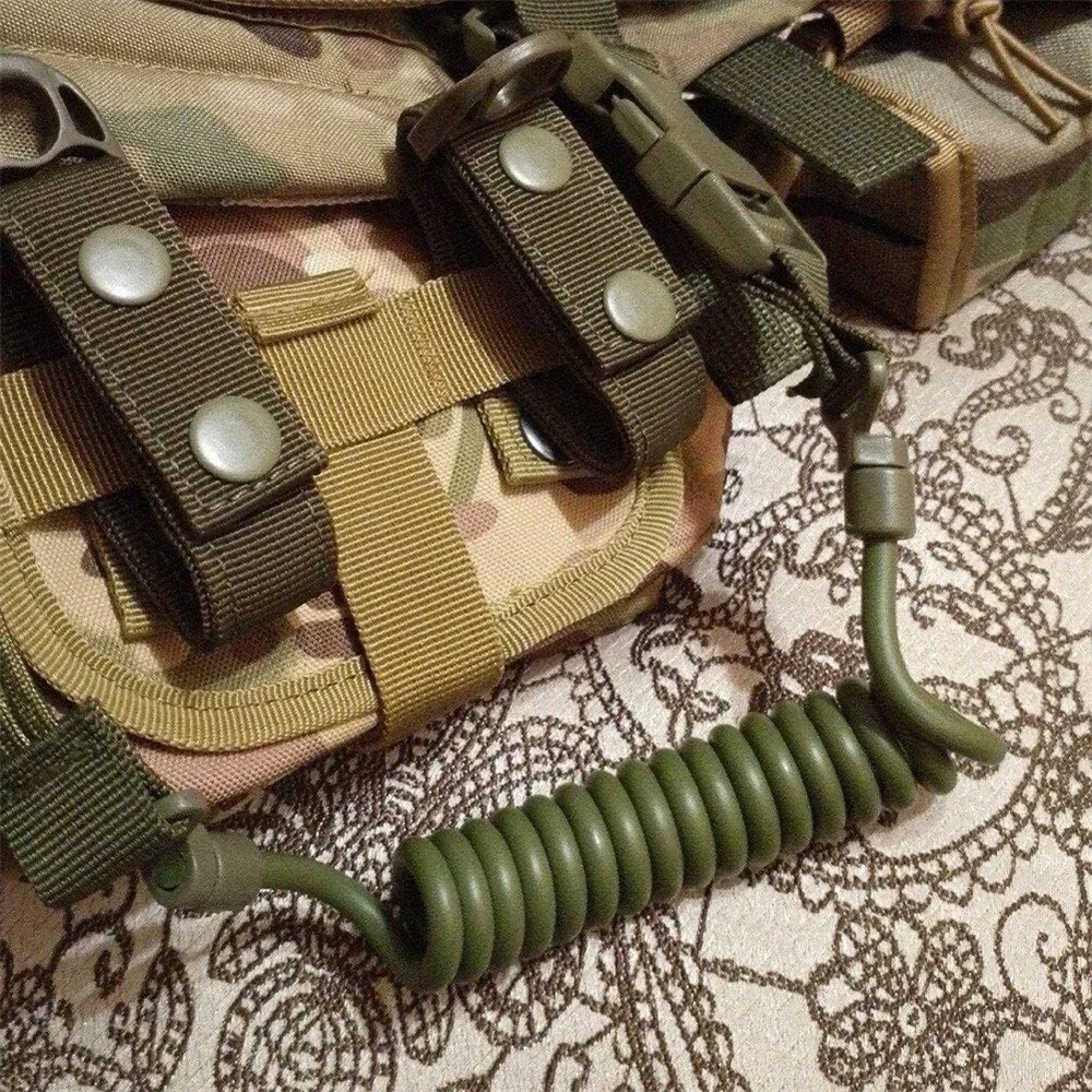 Elastic lanyard rope Multi purpose Spring Lanyard Outdoor Wear Resistant Elastic Key Chain Safety Rope Anti Loss Military Tactical Lanyard