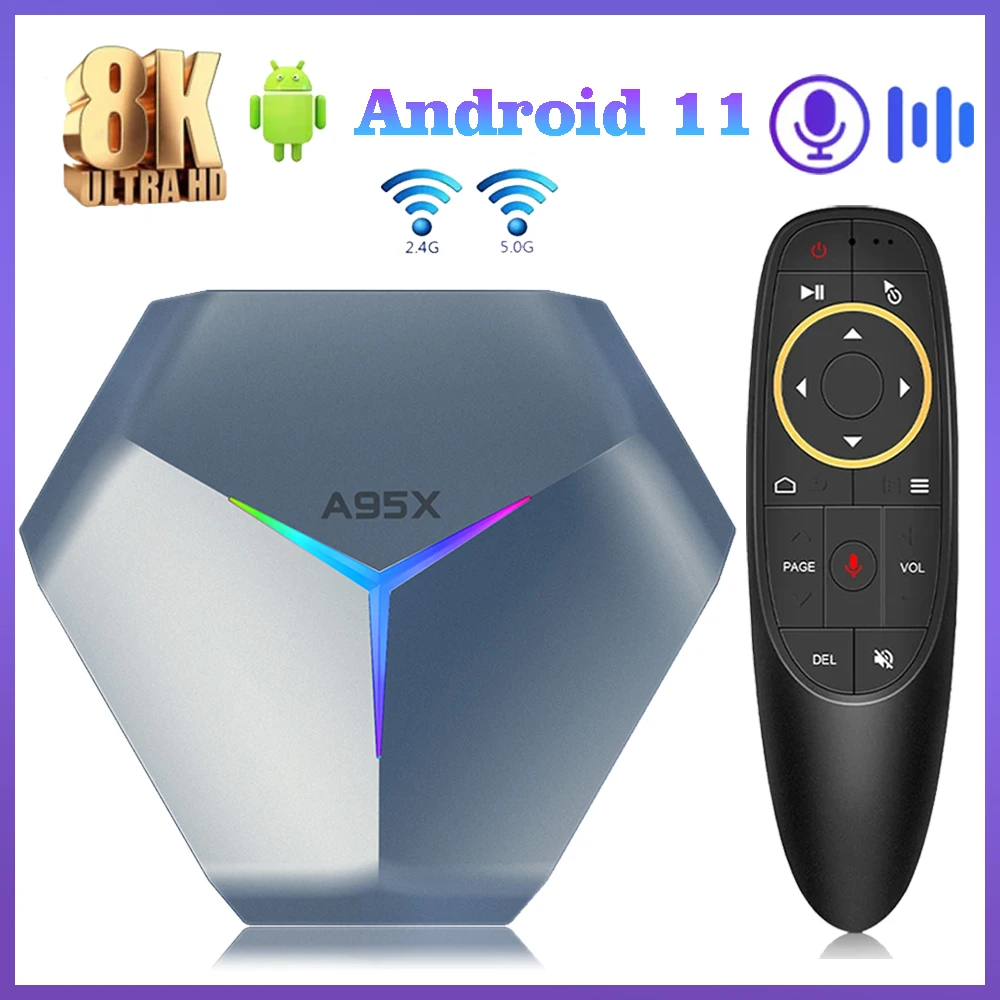 

Android TV BOX A95X F4 8K HD RGB Light Google Amlogic S905X4 32GB 64GB 2.4G/5G Dual Wifi Set Top TV Boxs Smart Home Media Player