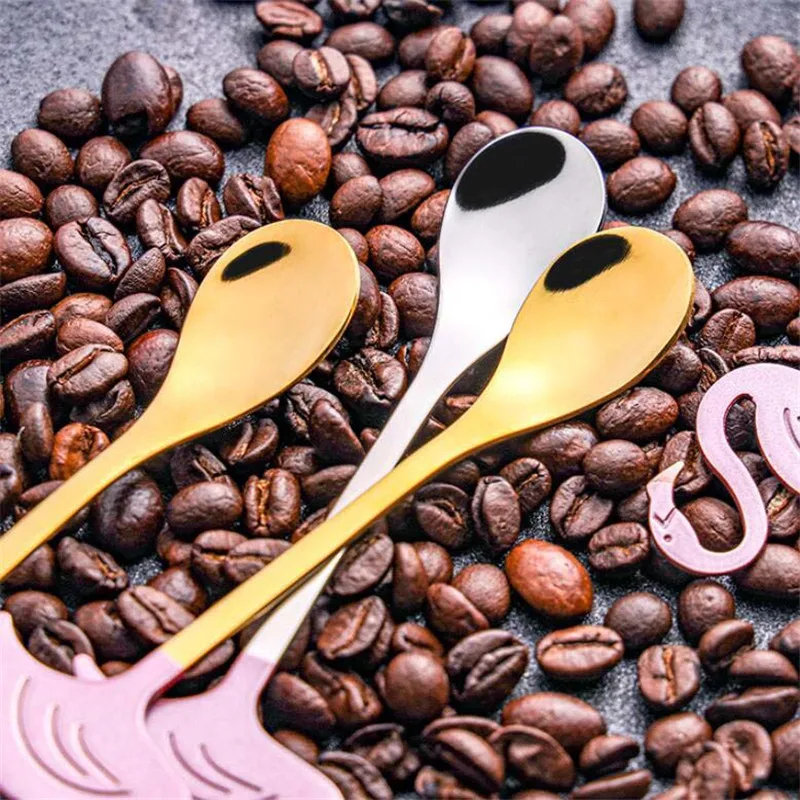 Stainless Steel Flamingo Coffee Scoop Ice Cream Stirring Spoon Teaspoons Drinking Tools Party Supplies accessories